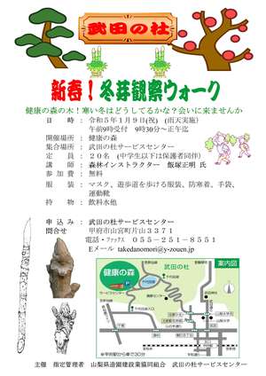 新春冬芽観察ウォークと餅