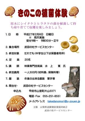 きのこの植菌体験ちらし